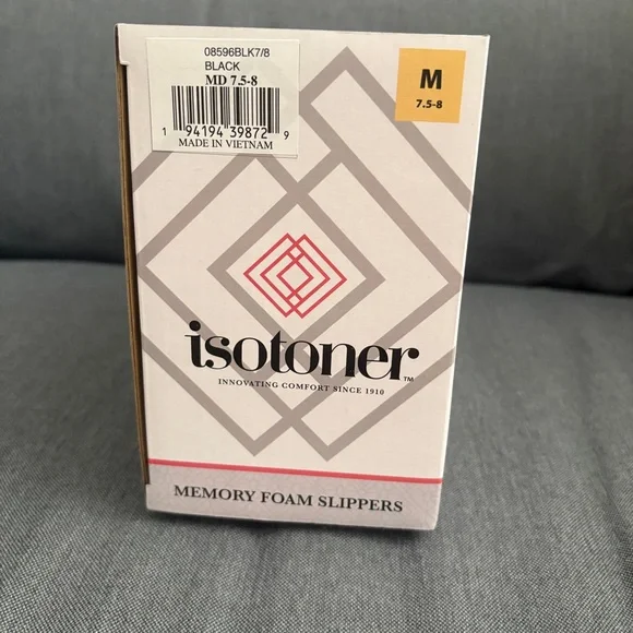 Isotoner Women's Black Slippers with Patterned Trim - Picture 3 of 4